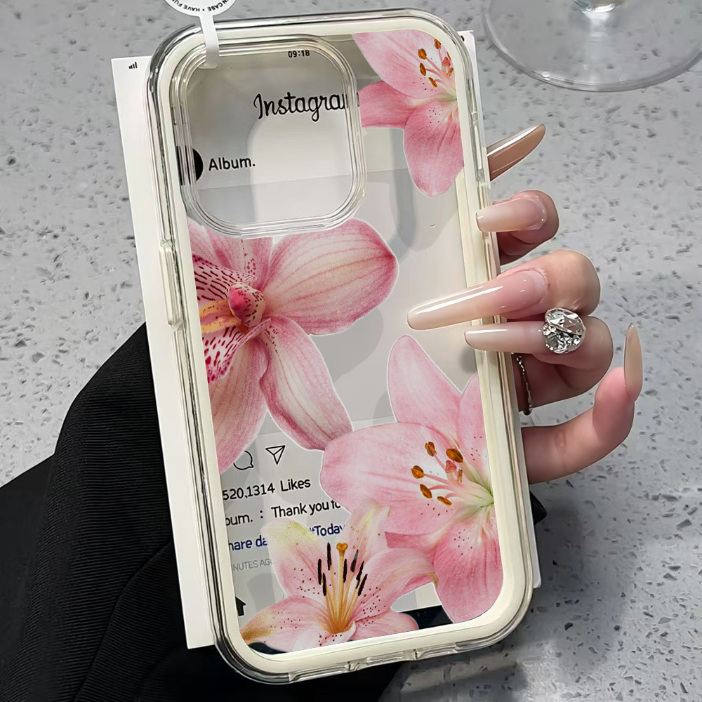 Phone Accessories Iphone - Capa de Silicone Transparente Rosa com